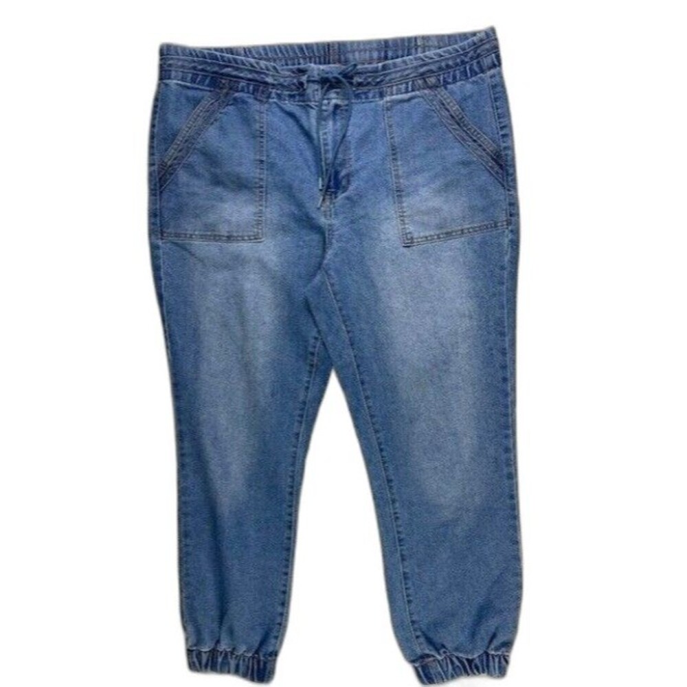 No Boundaries Size XXL ((19) Juniors Harem Pants Jeans Med Wash Elastic Cuffs